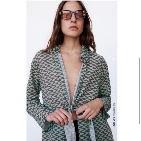 Zara The Lissie Shirt Printed Tunic Long Sleeve Blouse Boho Bloggers Favorite L - Picture 3 of 10